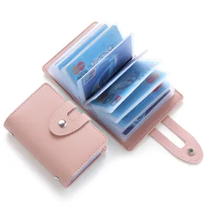 Porte-cartes de crédit en cuir PU pour femmes, nouveau portefeuille porte-cartes personnalisé avec boucle, porte-cartes de visite