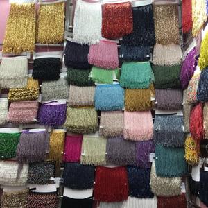 ลูกไม้ประดับขอบลูกปัดสีเงินชมพูทอง/ดำประดับพู่ลูกไม้5.5สนาม/ล็อต - Product Image 6