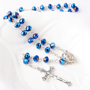 Rosario de Alta Calidad con Cruz <span class=keywords><strong>Cristiana</strong></span>, Cuentas de Cristal Facetadas, Rosarios Religiosos Católicos, Collar al por Mayor - Product Image 3