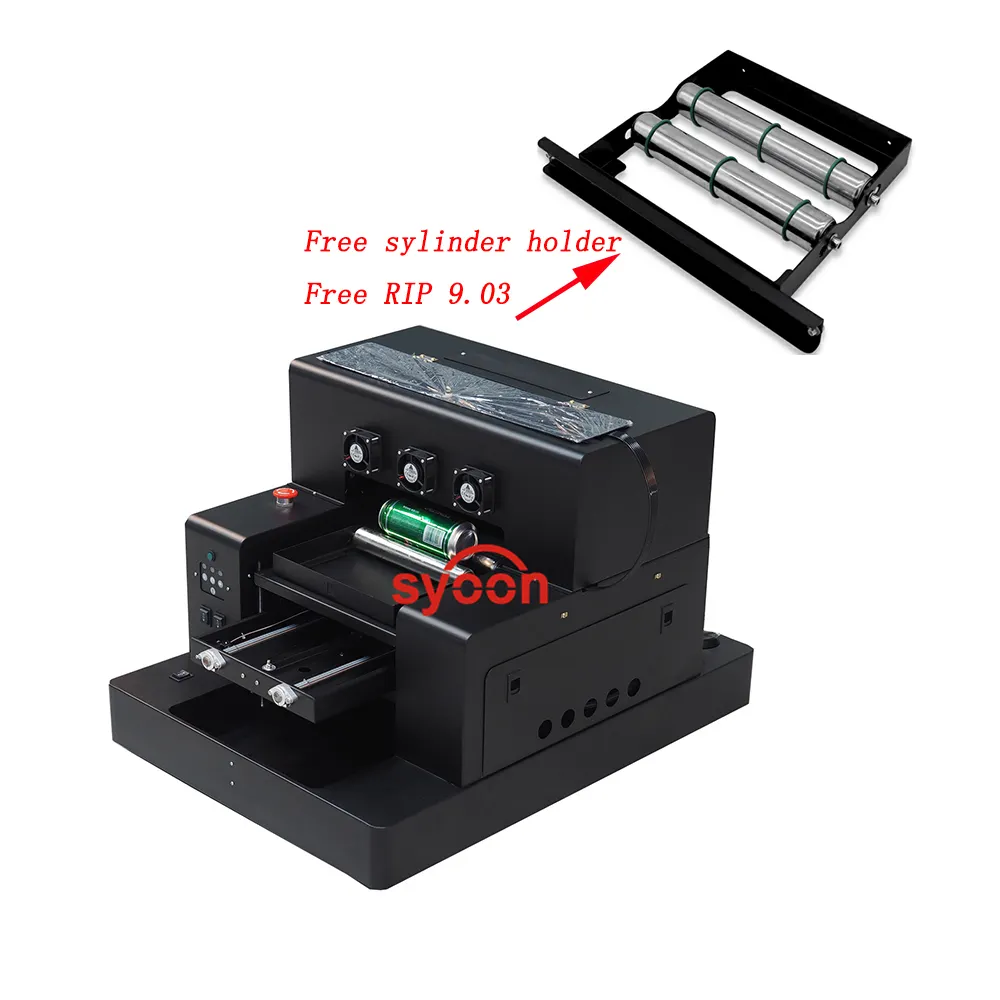 A3size automatic flatbed UV bottle printer for Phone case metal leather silicone printing machine