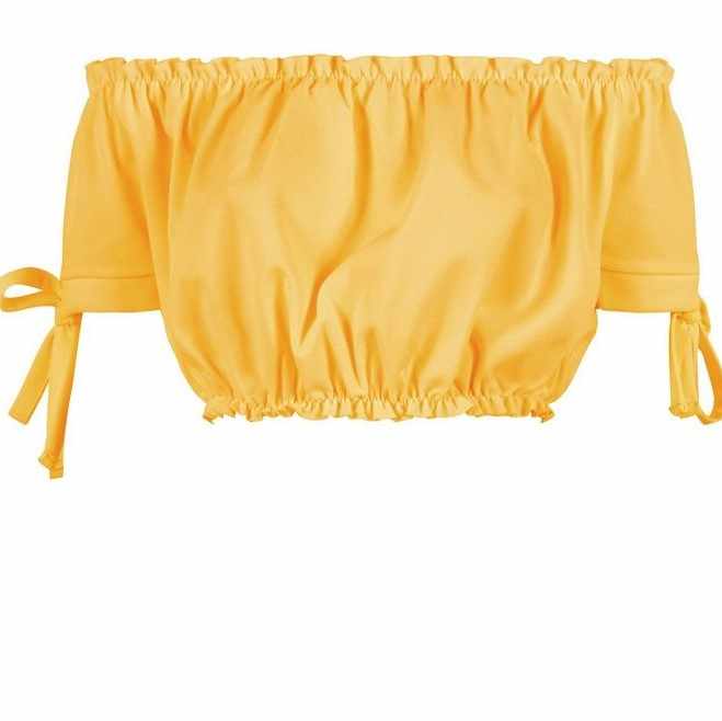 yellow bardot crop top
