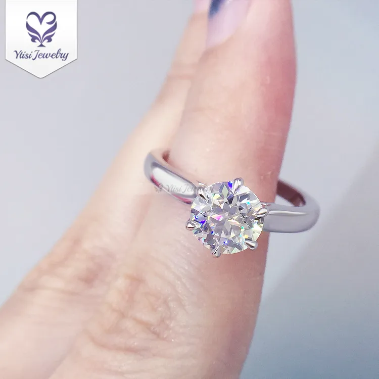 Yadis अनुकूलित 14 k/18 k सफेद सोने की अंगूठी 7mm दौर OEC कट moissanite सगाई शादी की महिला की अंगूठी