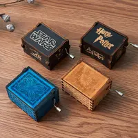 Custom Mini Hand Crank Wooden Music Box, Laser Engraved
