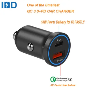 2018 IBD más nueva venta caliente Top velocidad QC3.0 más PD USB tipo C cargador de coche dual USB