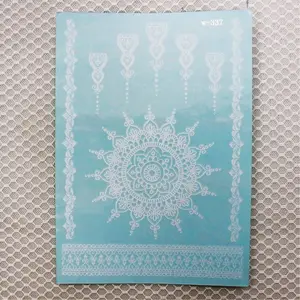 Blue Groundcolor White Henna Lace Tattoo Ink Lady Fashion Temporary sticker for Body Art