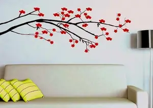 사용자 정의 꽃 스티커 벽화 나비 벽 장식 침실 사무실 욕실 거실 흰색 꽃 검은 나무