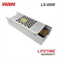 Alimentation LED ultra-mince AC/DC 12V 60W 5A LS-60-12 pour boîte lumineuse avec certifications CE et RoHS