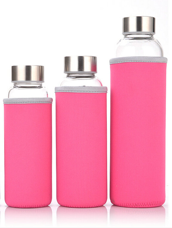 Glass Water Bottle with Stainless Steel Lid Reusable Time Marked Eco Friendly BPA Free Drink More Water