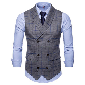 <span class=keywords><strong>Chaleco</strong></span> informal a cuadros con solapa para <span class=keywords><strong>hombre</strong></span>, <span class=keywords><strong>traje</strong></span> de negocios - Product Image 1