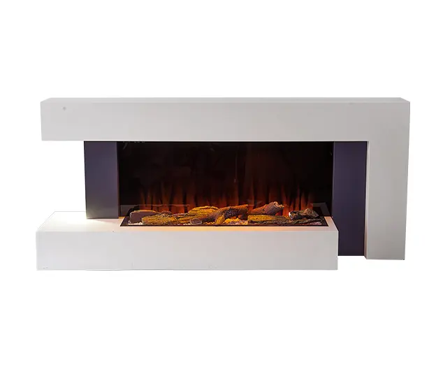Modern wood decorative wall heater, insert LED flame hanging remote control electric fireplace