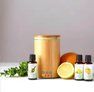 Diffuser Aroma Bambu Asli 160Ml, Pelembap Udara Kabut Dingin Ultrasonik untuk Rumah, Yoga, Kantor, Spa, Kamar Tidur, Kamar Bayi