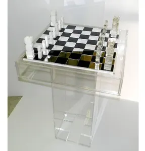 Kek masa için düğün veya parti Lucite satranç masası Akrilik oyun masası