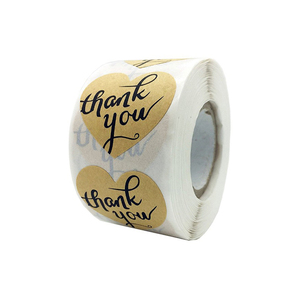 Custom amor forma de <span class=keywords><strong>corazón</strong></span> <span class=keywords><strong>gracias</strong></span> etiqueta engomada, Papel kraft rollo etiqueta <span class=keywords><strong>gracias</strong></span> etiqueta - Product Image 1