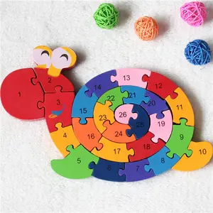 FQ Mainan Kayu Penuh Warna untuk Anak-anak, Teka-teki Jigsaw Puzzle Kotak