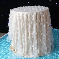 3D เย็บปักถักร้อยลูกไม้ปรับแต่งตารางผ้าสำหรับจัดเลี้ยงงานแต่งงาน