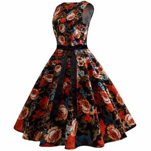 เดรสวินเทจยุค50S 60s สไตล์ร็อคอะบิลลี่เสื้อผ้าสตรีขนาดใหญ่พิเศษสำหรับปาร์ตี้ลำลองย้อนยุคฤดูใบไม้ผลิฤดูใบไม้ร่วง - Product Image 2