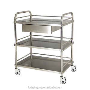 Factory Sale Direct Cheap Hospital Furniture 3-tier Stainless Steel Medical <strong>Trolley</strong> with Drawer - Product Image 1