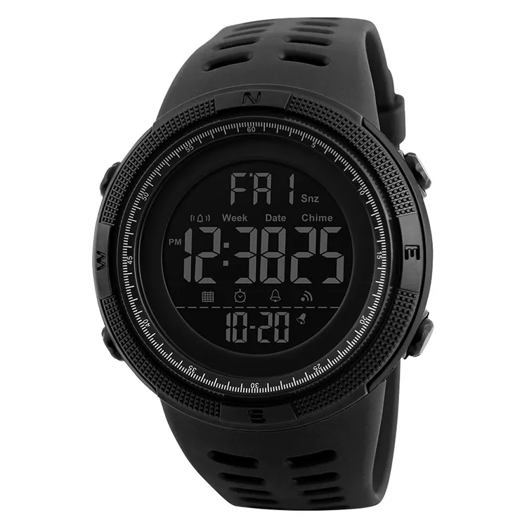 Skmei 1251 Eco-friendly simple fashion EL double Time waterproof 50 sport men wristwatches digital watch