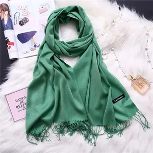 high quality winter cashmere scarf polyester brushed multi color cheap oversize cashmere oblong scarf