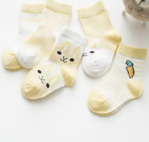 Носки для новорожденных мальчиков 0-9 лет, хлопковые дышащие однотонные ультратонкие сетчатые детские носки с мультяшным рисунком