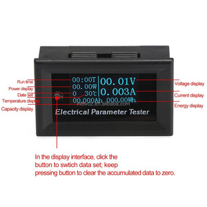0.96 "Portable OLED Multimètre DC 33V 3A 0-99h59min 99W -15-60 Temps de Fonctionnement Température Puissance Compteur D'énergie 7in1 Électrique - Product Image 2