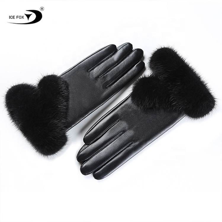 Factory wholesale winter high quality ladies leather hand gloves