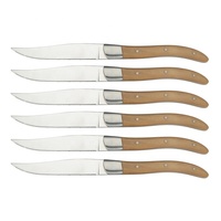 Couteaux à steak Laguiole 6 pièces manche en bois d'olivier Set de couteaux à steak de table en acier inoxydable manche en olive