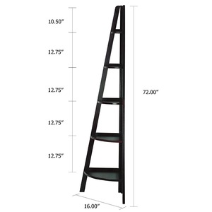 A buon mercato di altezza in legno massello di rovere 5-Shelf scaletta angolo libreria - Product Image 1