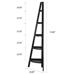 Dengan Harga Murah Tinggi Kayu Solid Oak 5-Rak Sudut Tangga Rak Buku