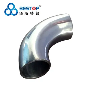 BPE / 3A / BS4825 sanitary mirror polished 304 / 316 90 degree welded elbow