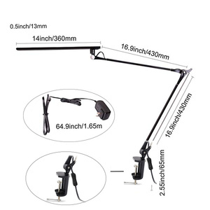 Lampe de table à bras articulé flexible et simple pour le soin des yeux, avec variateur de luminosité CC, 4 modes de couleur, pince de fixation sur le bureau - Product Image 6