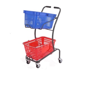 Japanse Stijl Japan Type Metalen Supermarkt Winkelwagen Trolleys Met 2 Mand - Product Image 1