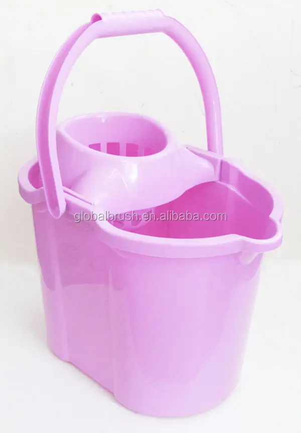 HQ2331with 4 wheels pink color PP plastic squeezee mop bucket