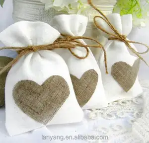 Heart Wedding Candy Jute bag Rustic Burlap Pouch Sack Party Favors