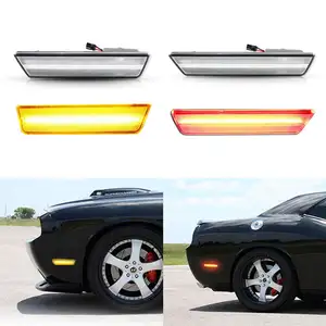 Clear Lens Amber 24-SMD LED Front/Red 36-SMD LED Rear Bumper Side Marker Lights Replacement Kit For 2008-2014 Dodge Challenger