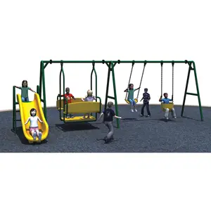 Kids Metal Garden Swing Set With 2 Seats Popular Easy Assemble Kids Climbing Hanging Rope Saucer For School Home And Park Use