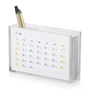 Clear Acrylic Table Calendar Holder with 4 Iron Circle Acrylic Desk Calendar Stand