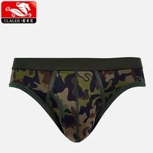 Manly Projeto Briefs 3 Pacote Com Camo Imprimir Todo o Tamanho Do Exército dos homens Low-Rise Underwear U Bom montagem Underwear