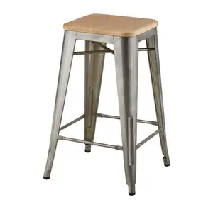 Tabouret de bar haut de gamme, 30 pouces, siège en bois, cadre en métal, pour café, restaurant, bw, chaise, bon marché