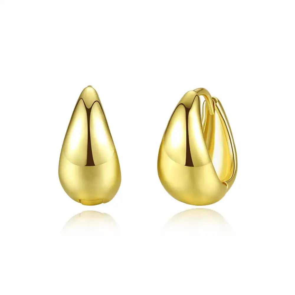 LUOTEEMI New Gold Fashion Brass Mini Hoops Earrings India Gold Hoop Clip on Women Clear Hoops Earrings