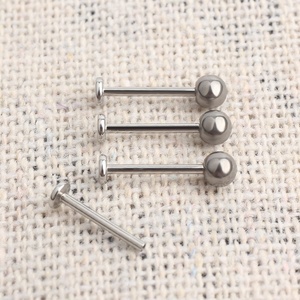 18G <span class=keywords><strong>Titanium</strong></span> Push Pin Threadless Desain Dasar Labret Belakang Datar Tindik Bibir