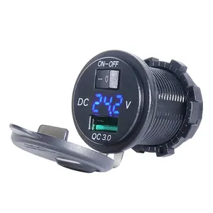 fast charger qc3.0 with control switch ON OFF analog dc voltmeter multifunctional outlet usb socket