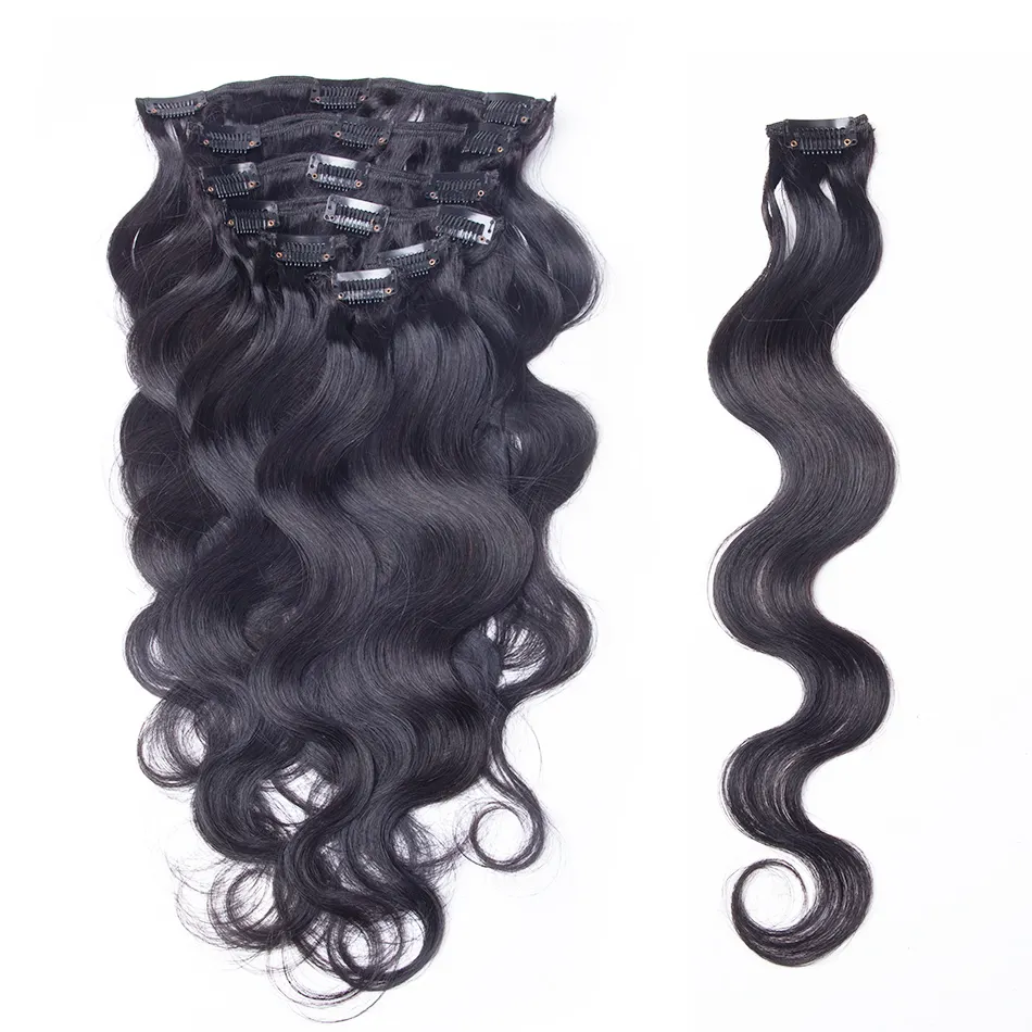 10-28 inch clip in body wave human hair extensions bundles with lace closure 5 star human hair wigs