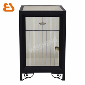3 cajón de madera negro y <span class=keywords><strong>champagne</strong></span> espejo gabinete con patas de metal - Product Image 2