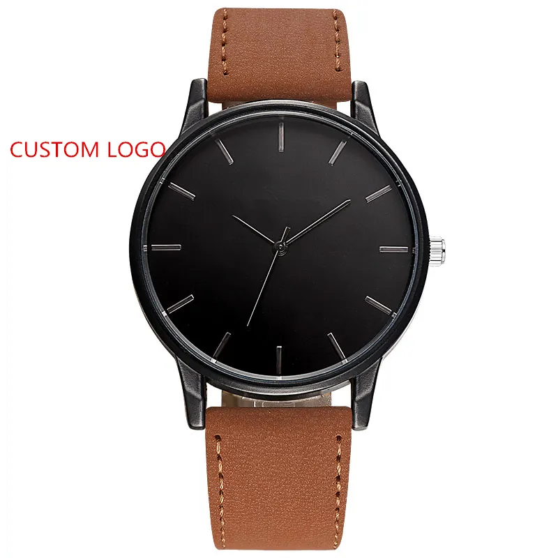 Private Label Watch Simple OEM Watches Manufacturer Men Watch Leather Band Stainless Steel Back Relojes