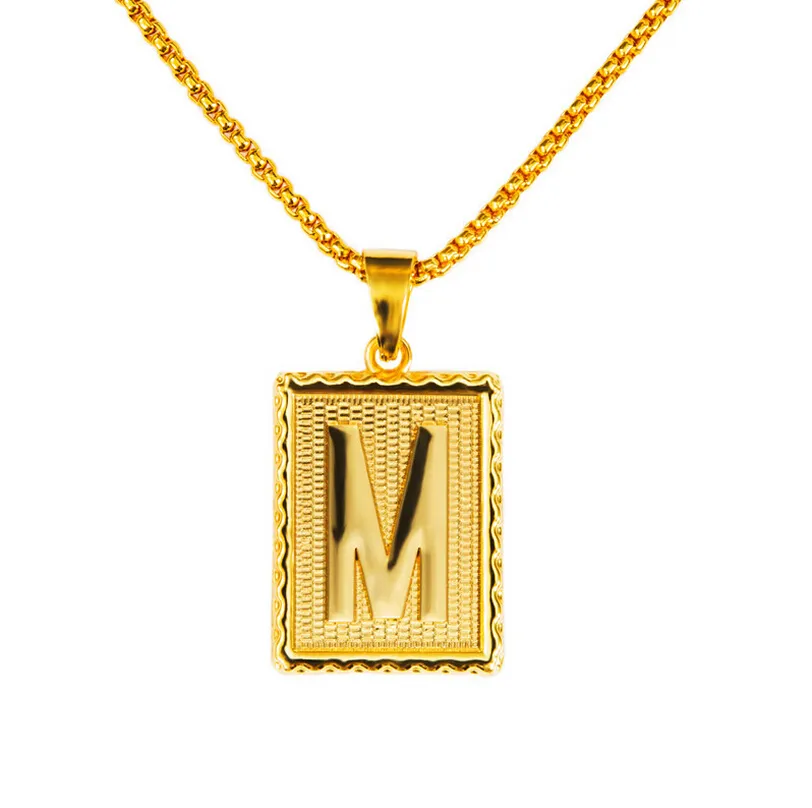 Top Quality Golden HipHop Textured Initial M Dog Tags Pendant For Man