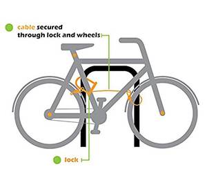สายไฟสำหรับงานหนักที่มีห่วงเหล็กกันขโมยสายขนาดใหญ่ปรับแต่งความยาวได้ใช้กับตัว <span class=keywords><strong>U</strong></span> packlock สำหรับจักรยานสกู๊ตเตอร์ - Product Image 3