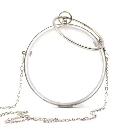 Classic round clear acrylic beg with metal frame