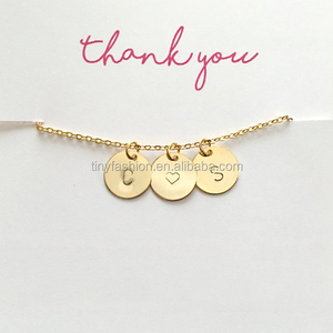 Regalo de Oro/Oro Blanco/Oro Rosa Intercambiables Personalizado Grabado Tag Charm Letra Redonda Collar de Encanto - Product Image 4