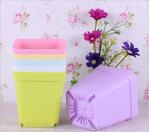 卸売植木鉢小さなガーデニングプラスチックポットクリエイティブカラフルミニフラワースクエアプランター - Product Image 3